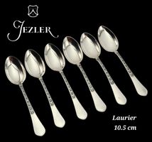 6 Anciennes cuillères à  café Jezler Suisse 800Silb Laurier