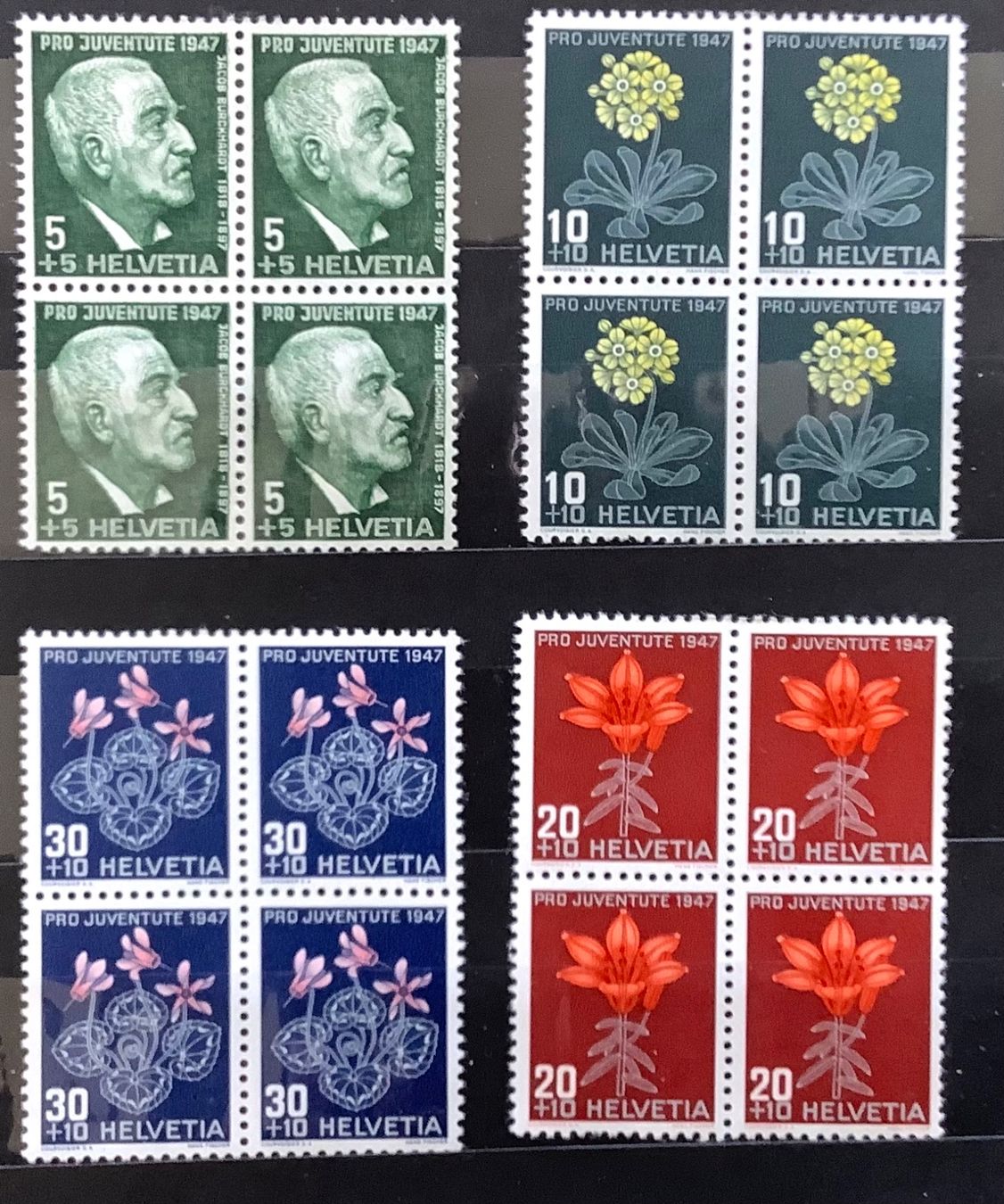 Tutti i francobolli: 1947 Pro Juventute Viererblöcke Postfrisch ** – Nuovo (secondo la descrizione) da Liestal venduto da Skunk02