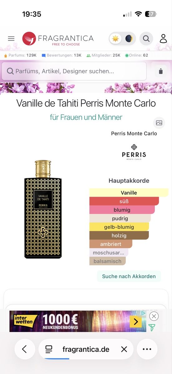 Profumi & Eau de Toilette: Perris Monte Carlo Vanille de Tahiti,2 ml – Usato da Sursee venduto da nst_czk2 1