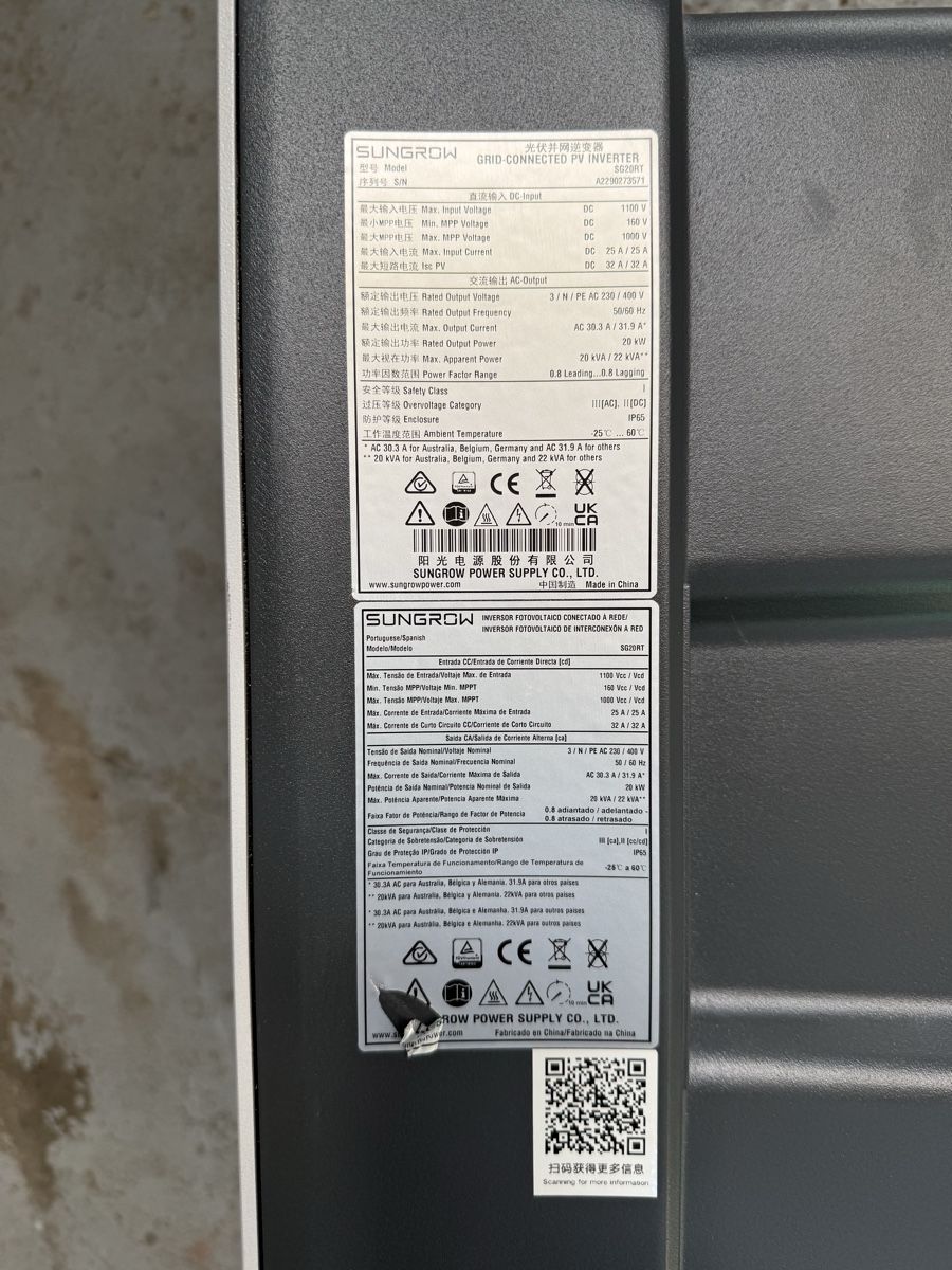 Inverter: Sungrow PV Wechselrichter SG20RT – Usato da Menziken venduto da JJRacing 2