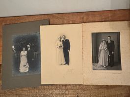 Alte Hochzeitsfotos, 3 Stück, diverse Jahrgänge, Vintage