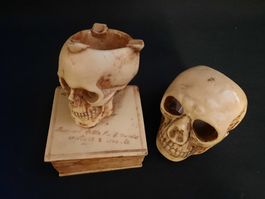 Vintage Memento-Mori Totenkopf Deko-Set