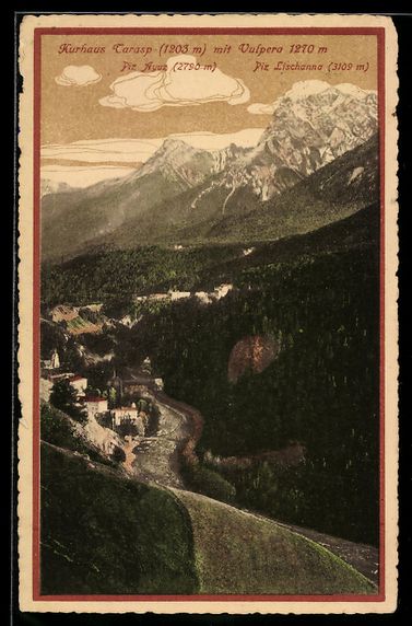 Cartoline postali: AK Tarasp, Kurhaus mit Vulpera – Usato da Berlin venduto da bartko-reher