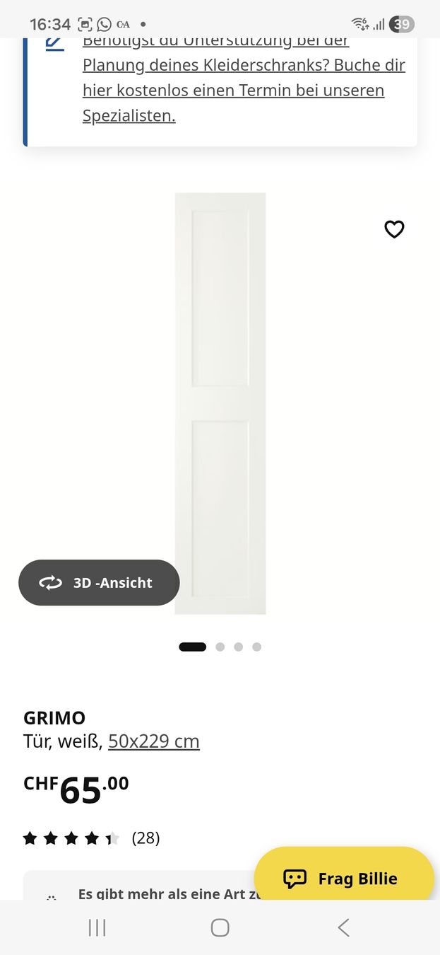 Ikea Porte: Pax Türen GRIMO wie neu – Usato da St. Gallen venduto da jes_p9pn 1