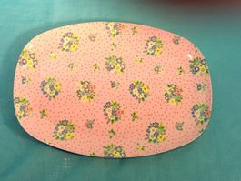 Rice Serviertableau, rosa mit Blumen