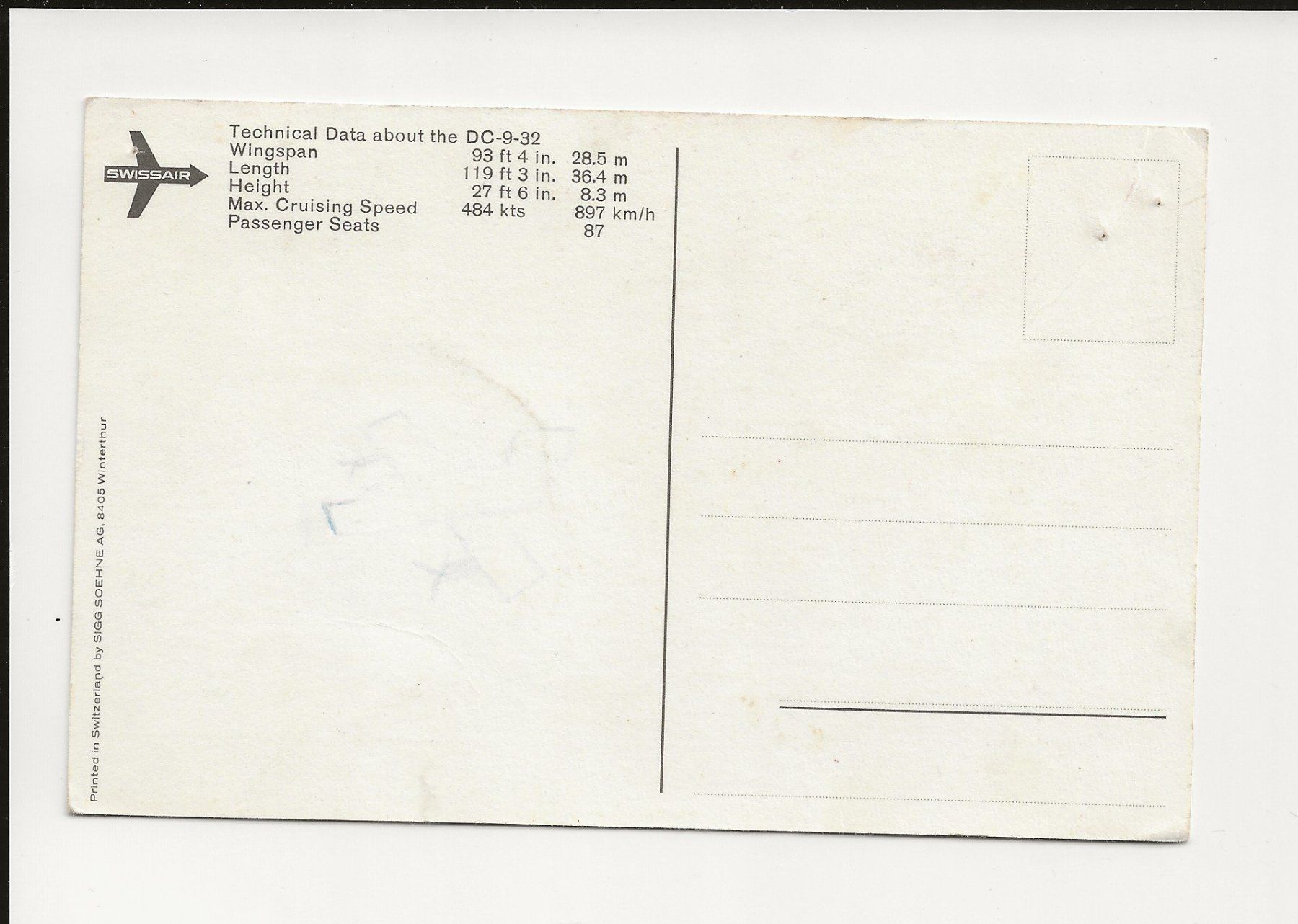 Cartoline postali: AK ca.1967 Swissair DC-9-32 – Usato da Greifensee venduto da 315WDO 1