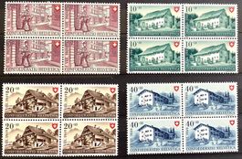 1949 Pro Patria - Schweizer Haus IV -Viererblock Satz **
