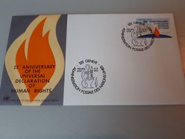 UN, , FDC,25. JAHRESTAG DER ALLG. ERKL. DER MENSCHENRECHTE
