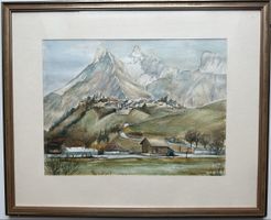 Georges NUOFFER (XXe) | Gruyères aquarelle