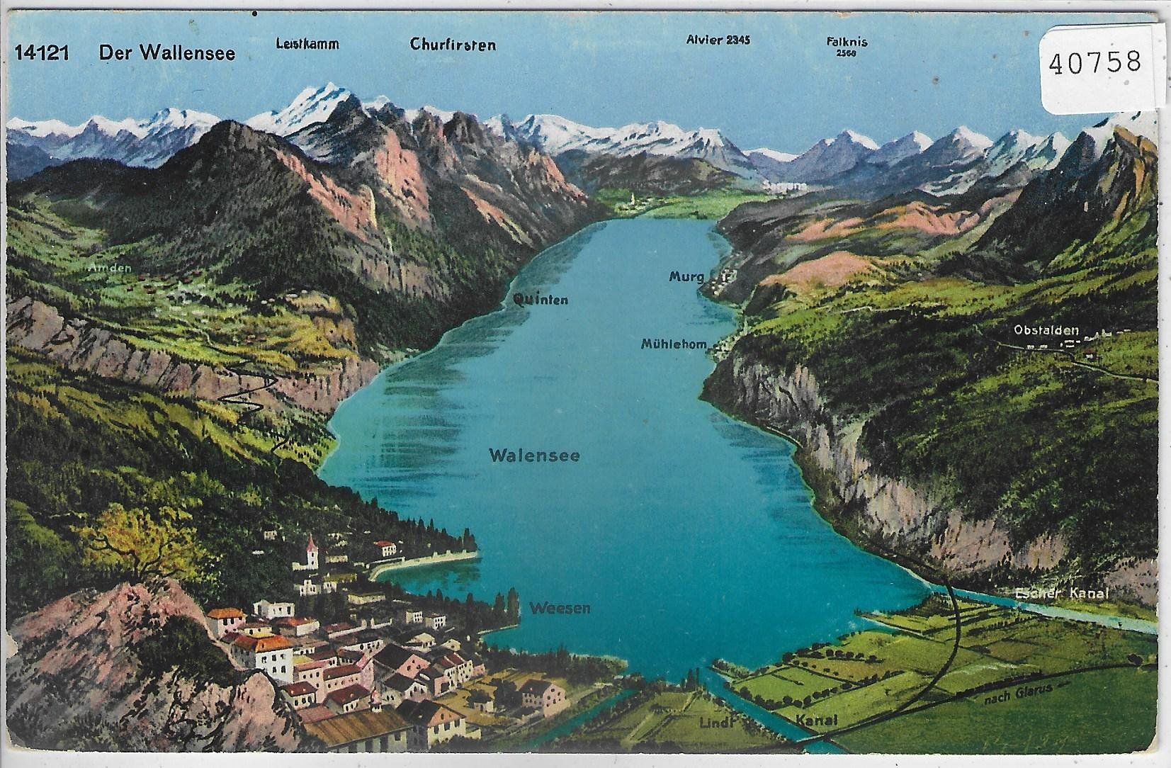 Ansichtskarten: Panorama Walensse Weesen - Litho – Gebraucht aus Ettingen von Kartenplanet