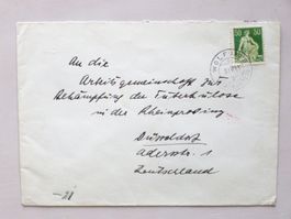 HELVETIA m.Schwert 113y, ZENSUR Brief 1941, BEFUND, n. DÜSSE