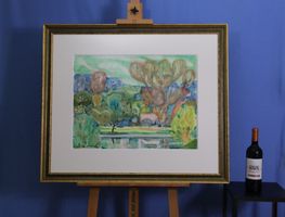 Max Brunner, grosses Aquarell "an der Aare" signiert v. 1976