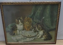 Daniel Merlin Bild Katzen Kunstdruck im Goldrahmen
