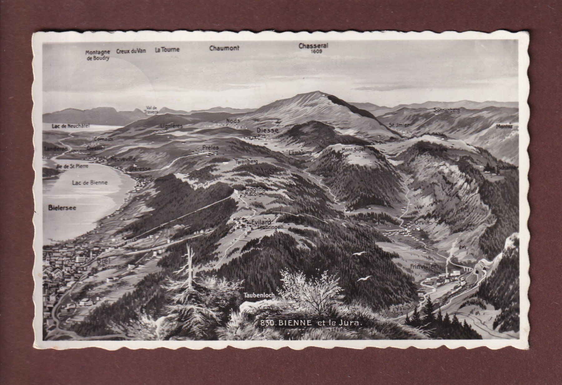 Cartoline postali: BIENNE et le Jura - 1948 – Usato da Pully venduto da nicecards