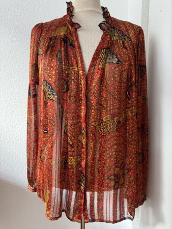 Chemise ba&sh, imprimée rouge orange, taille 1 
