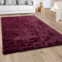 XXL Teppich Hochflor Shaggy Flauschig Aubergine 200x290 cm