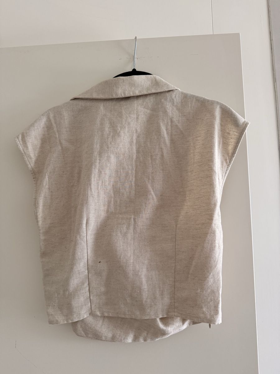 Zara Blusen: Damen Bluse Kurzarm Beige Groesse S mit Etikett – Neu und originalverpackt aus Meilen von tan_v628 2