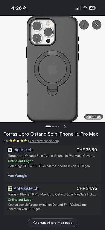 Telefoni: TORRAS MagSafe Hülle iPhone 16 Pro Max mit Standring – Usato da Zürich venduto da Billybald_Baldalt