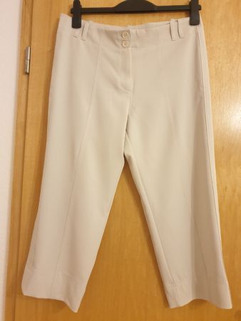 Pantalon capri, L, gris clair. polyester, excellent état 
