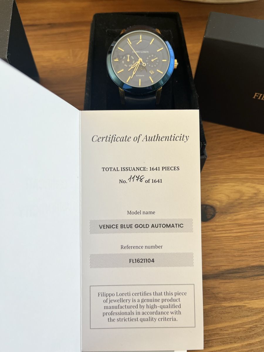 Uhren: Filippo Loreti Venice Blue Gold Automatic – Neu (gemäss Beschreibung) aus Mönchaltorf von Drammer 7