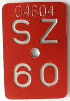 Velonummer Schwyz 1960 SZ 60