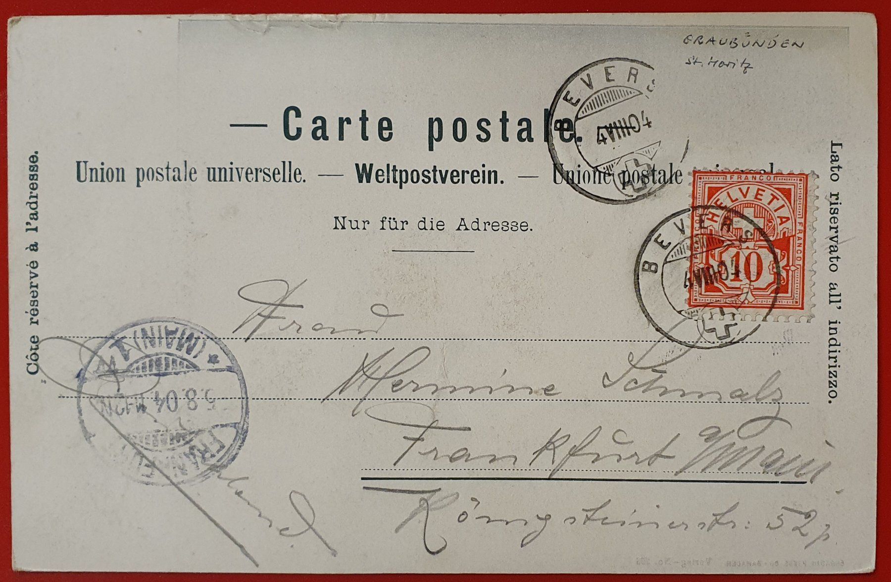 Cartoline postali: Gruss aus Bevers 1904 – Usato da Kreuzlingen venduto da Rschweiz1 1
