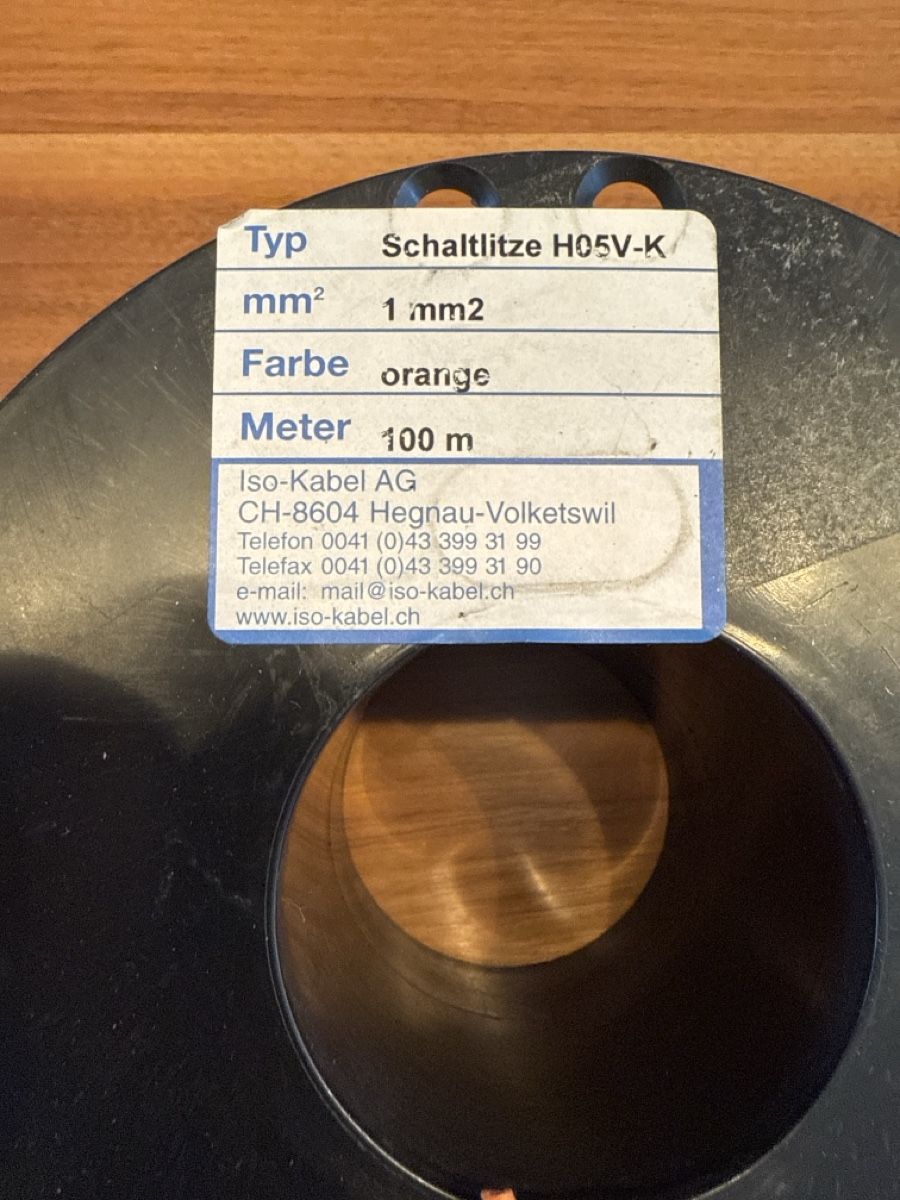 Cavi: Schaltlitze H05V-K, 1mm2, orange, ca.100m – Nuovo (secondo la descrizione) da Pfäffikon ZH venduto da Fruchtsaft 1
