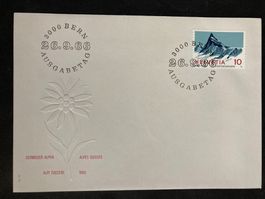 Schweiz 1966 illustr. Ersttagsbrief Alpen Finsteraarhorn