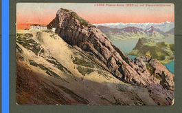 AK Farblitho Pilatus LU Kulm mit 4- Waldstättersee ≈ 1920 