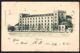 AK Basel, Partie vor der Kaserne, 1898