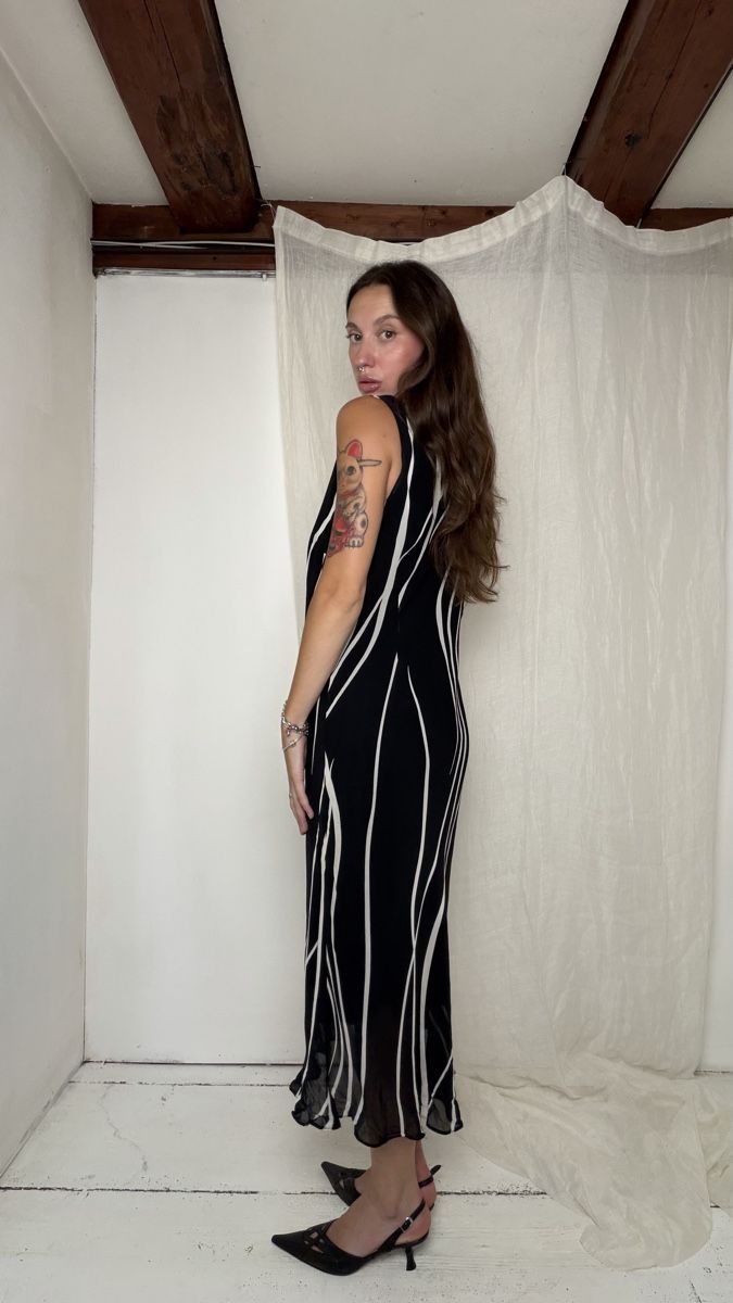 Robes: Wallis Dress Black White Print – D'occasion à Knonau par Grapesvintage 5