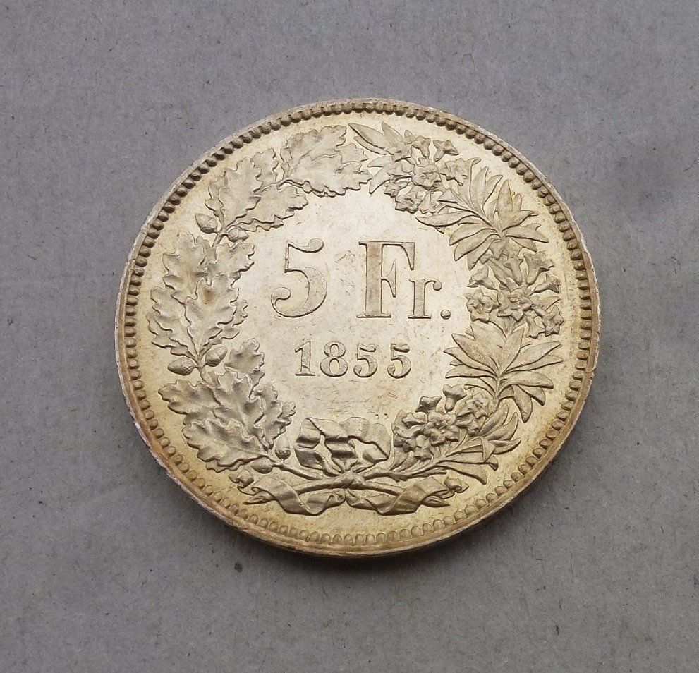 Alle Münzen: Top ++ 5.- Franken 1855, SF Solothurn – Gebraucht aus Walkringen von Casablanca777