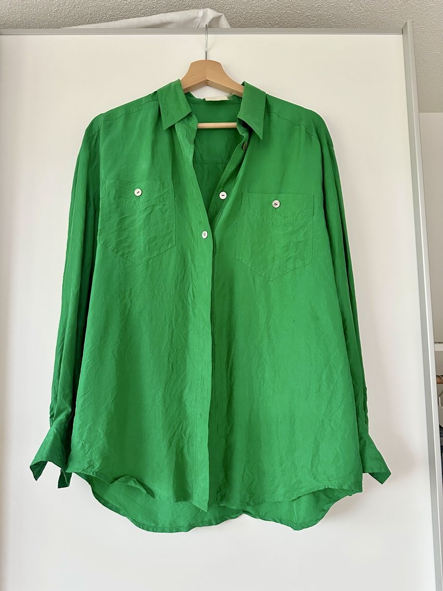 Camicette: Vintage Seidenbluse grün – Usato da Herrliberg venduto da Eule13