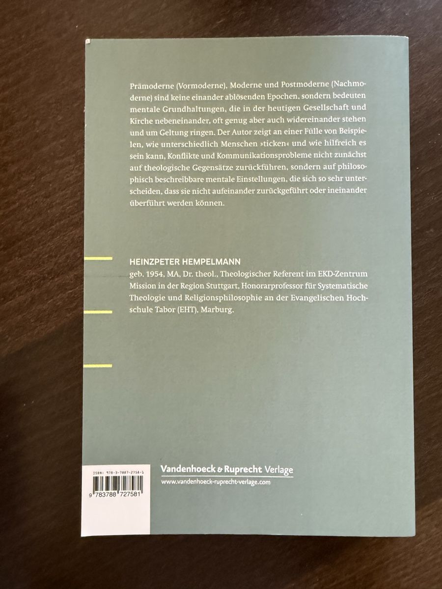 Bücher: Prämodern, Modern, Postmodern von Heinzpeter Hempelmann – Gebraucht aus Liestal von Olivia_W 1