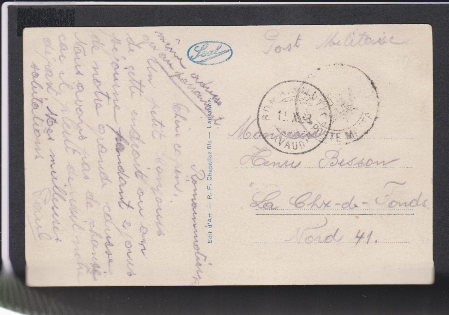 Cartoline postali: Romainmotier   -   alte Ansichtskarte Militärstempel – Usato da Vitznau venduto da Ropaku 1