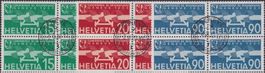 1932 (F16-18) Viererblöcke von Genf mit Zentrum-O, Kat:350.-