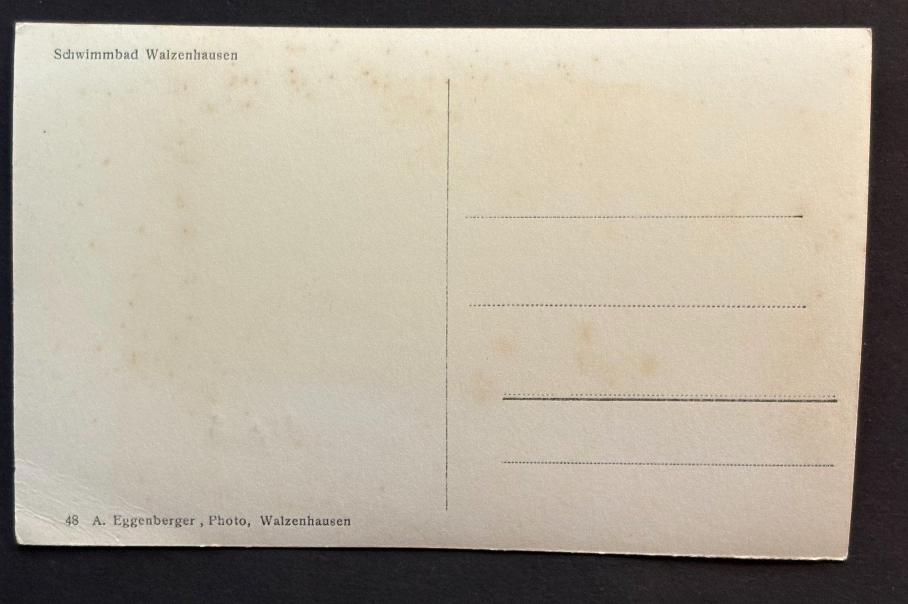 Cartoline postali: ANSICHTSKARTE SCHWIMMBAD WALZENHAUSEN – Usato da Ostermundigen venduto da crazy-horse-1840 1
