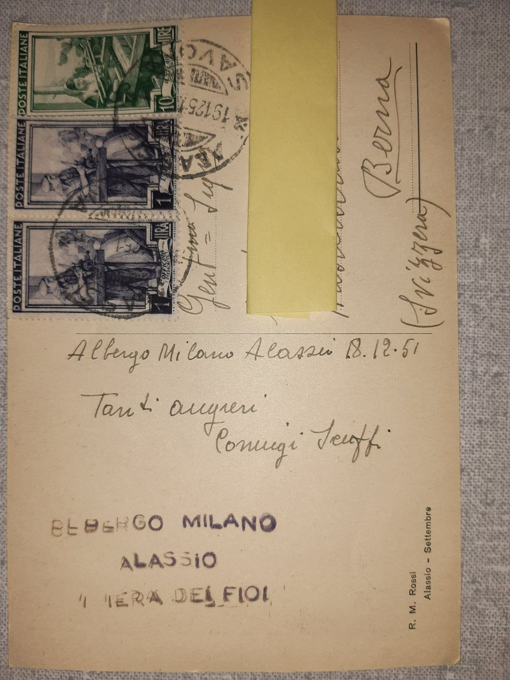 Cartoline postali: Carte postale d'Alassio – Usato da Biel/Bienne venduto da Ligurie 1