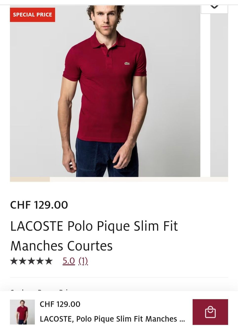 Lacoste Magliette Polo: Polo Lacoste bordeaux – Nuovo (secondo la descrizione) da La Chaux-de-Fonds venduto da ManuHumbert 1