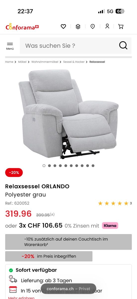 Conforama Sessel: Relaxsessel ORLANDO von Conforama – Neu und originalverpackt aus Kappelen von Damu_N