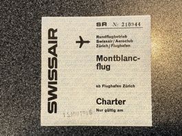 seltenes SWISSAIR - Rundflugticket MONT BLANC 1956