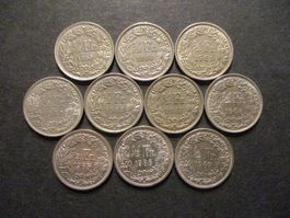 10 x 50 Rp 1959-60-1-2-3-3-4-5-6-7-  Superbes pièces Top