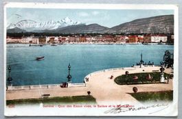 Genève - Quai des Eaux-Vives, le Salève et le Mt-Blanc