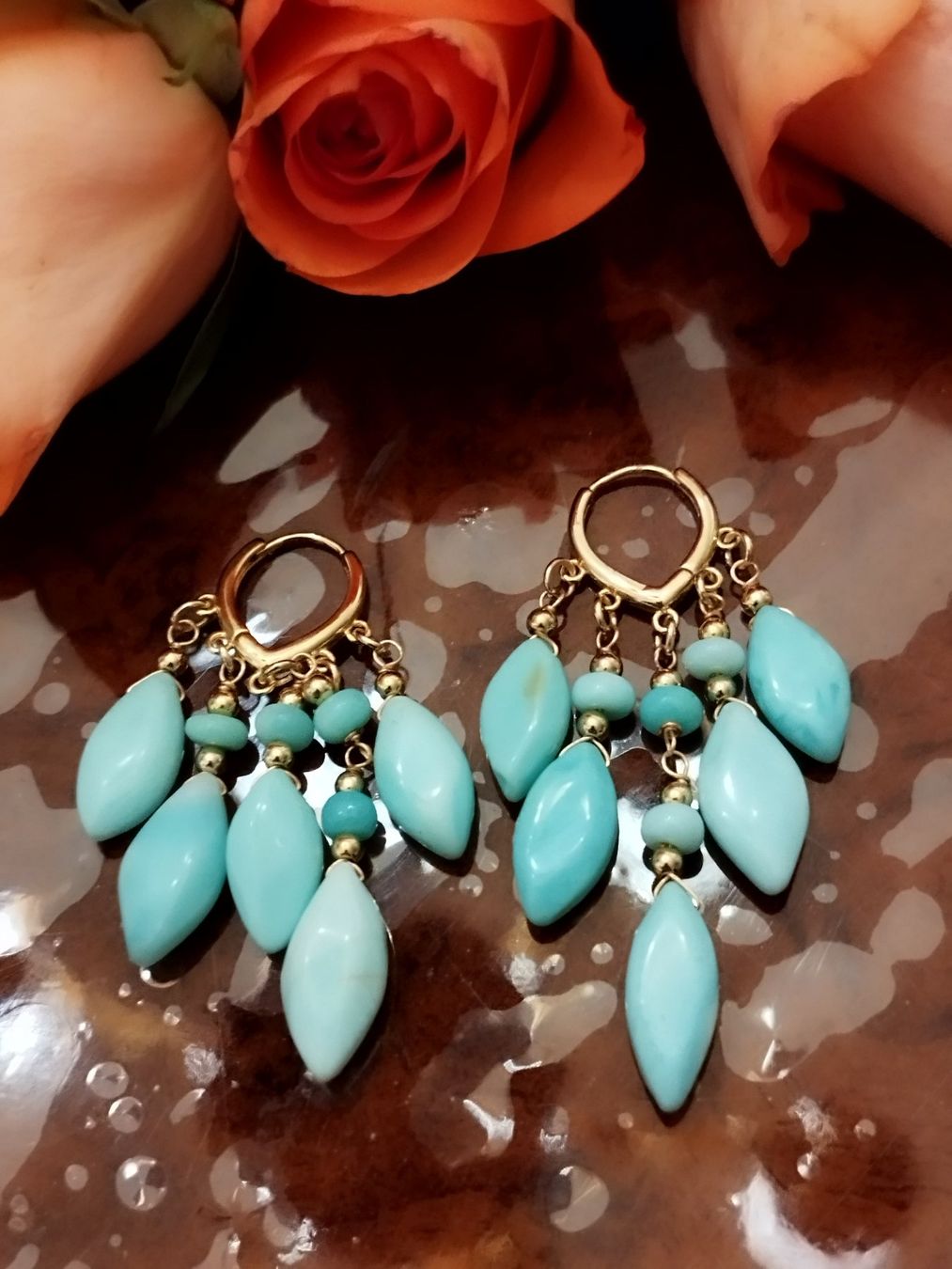 Orecchini pendenti & Orecchini a lobo: Peruanische Blauopal-Ohrringe, – Nuovo (secondo la descrizione) da Basel venduto da pro_79rs