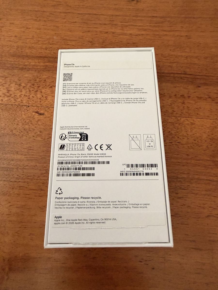 Apple Telefoni cellulari / Smartphones: Iphone 17e 256 GB Schwarz Neu! – Nuovo e nell'imballaggio originale da Rafz venduto da F1Performance 1