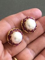 XL Perl Perlen Rubin ruby Ohrstecker 20m, sehr festlich!