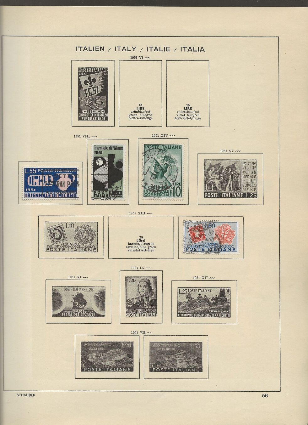 Alle Briefmarken: Marken Italien 1946 bis 1951 – Gebraucht aus Au ZH von xelagreb01 8