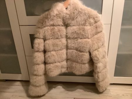 Kunstfell Jacke beige kurz mit Reissverschluss Damen