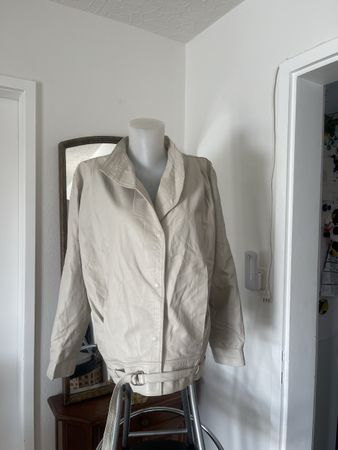 Veste vintage L. cuir souple véritable, beige / SVP LISEZ