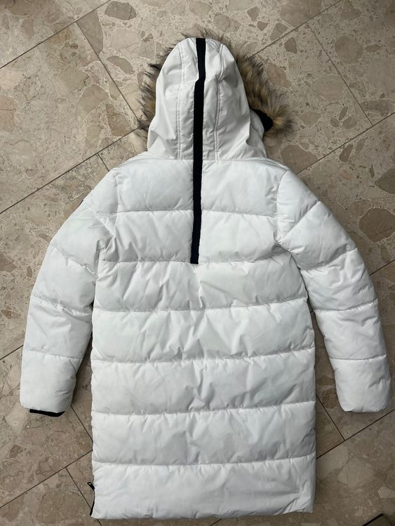 Weissr Mädchen Wintermantel mit Fell Kapuze 2